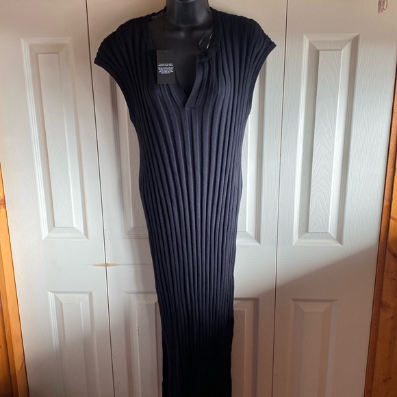 Rails NWT Ashley Vneck Black Cotton Blend Wide Ribbed Knit Dress size medium - Picture 5 of 14